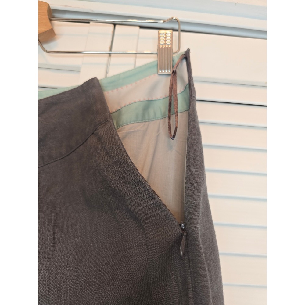 BODEN Linen A Line Skirt Sz 8L Gray Raised Embroidered Swiss Dots Preppy Coastal - Picture 6 of 12
